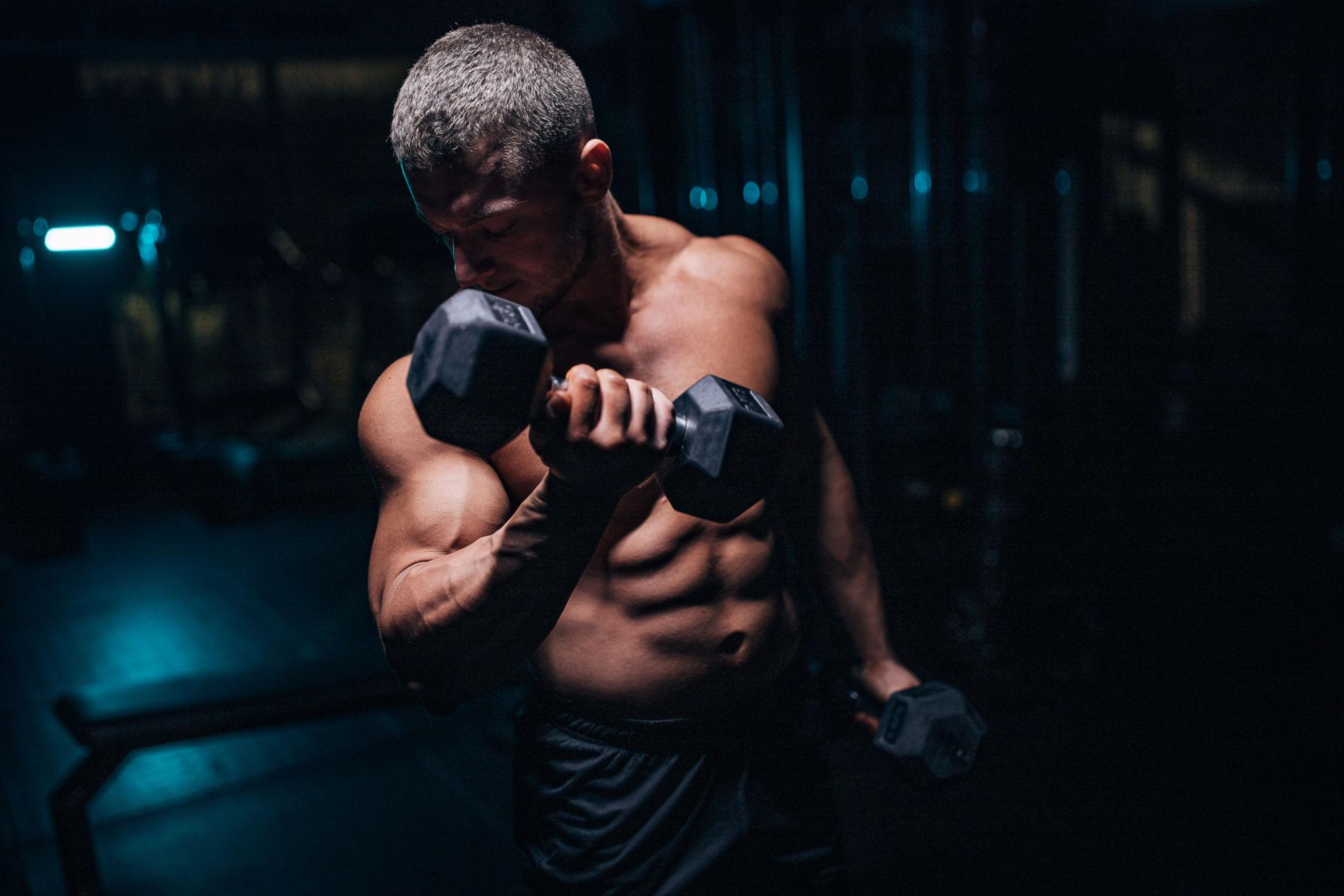 Personal trainer working out